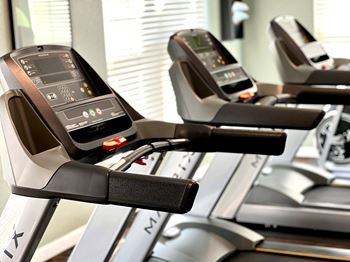 Row of treadmills in a gym